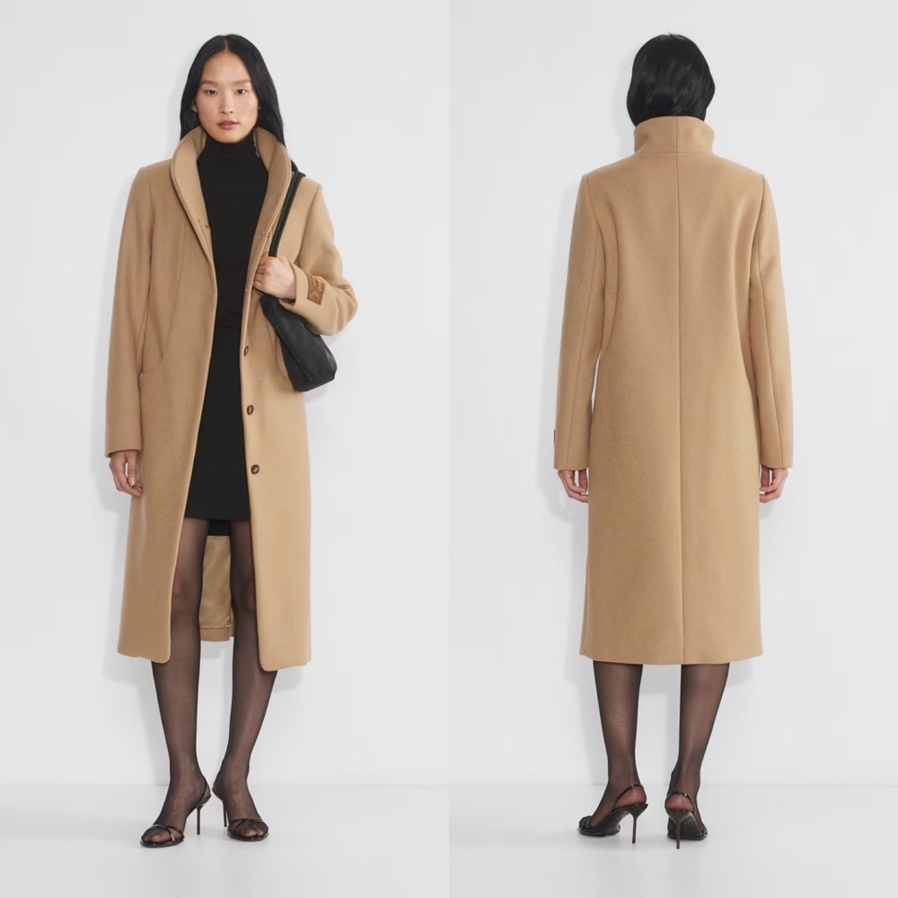 Aritzia Wilfred The Cocoon Long Camel New Elegant Wool Cashmere Coat Size XS - Picture 6 of 17